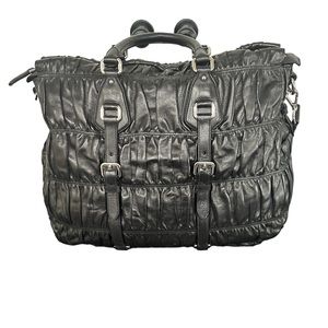 New VINTAGE  LEATHER AUTHENTIC PRADA NAPPA GAUFRE’ BLACK BAG